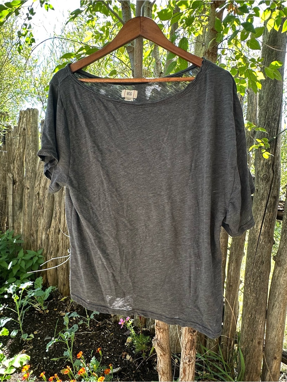 Grey Off The Shoulder Oversized Tee